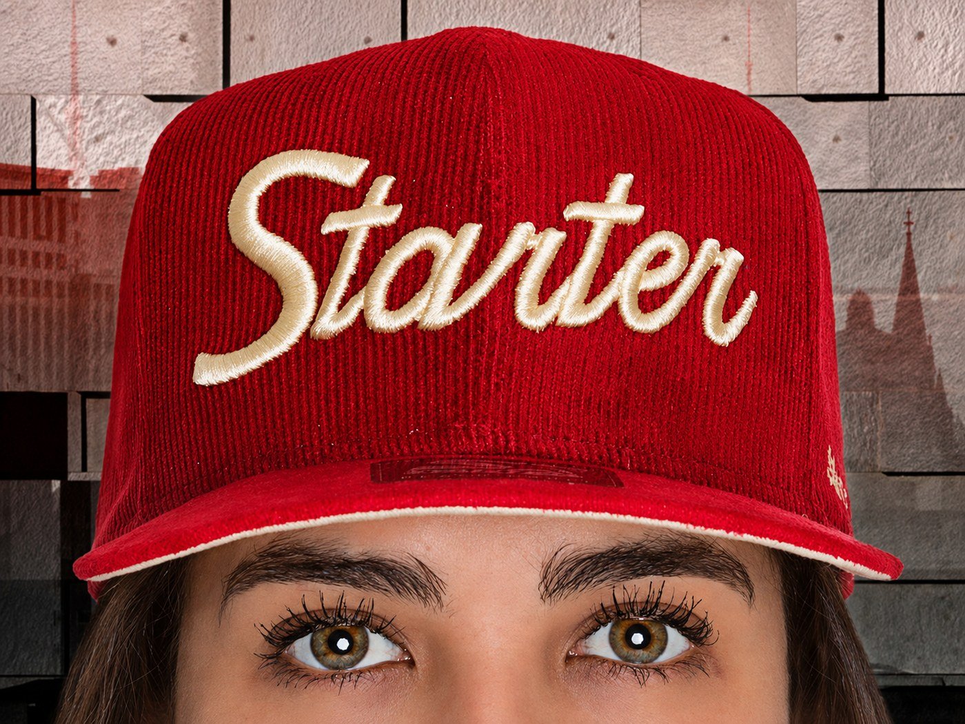 Still com modelo finalizado: detalhe de boné Starter
